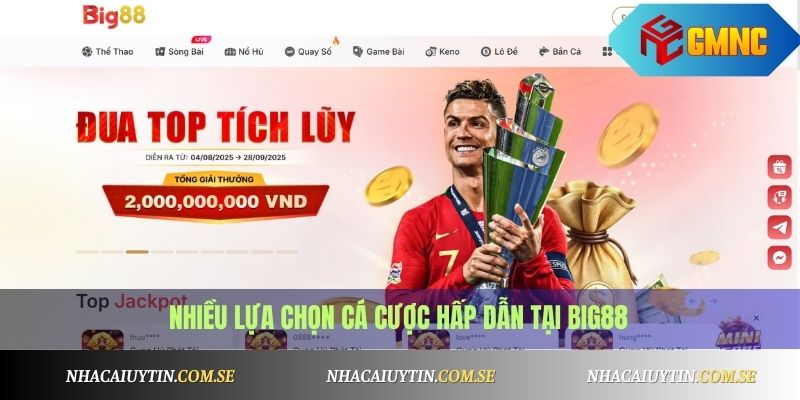 Nhiều lựa chọn cá cược hấp dẫn tại Big88