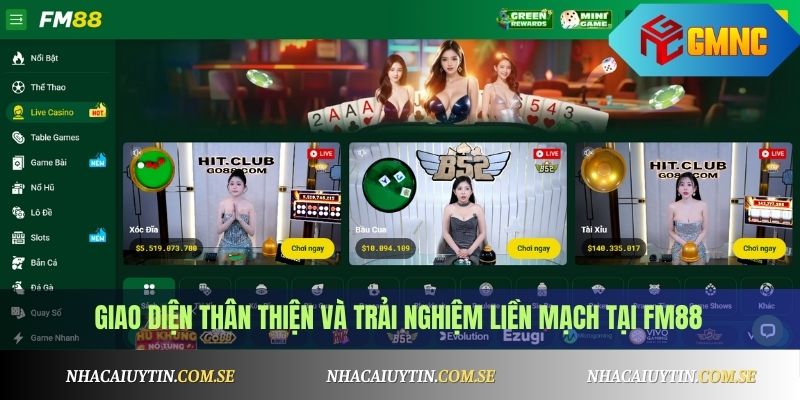 Giao diện thân thiện và trải nghiệm liền mạch tại FM88